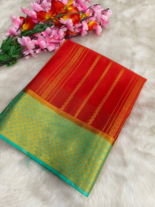 Red Georgette crepe silk saree
