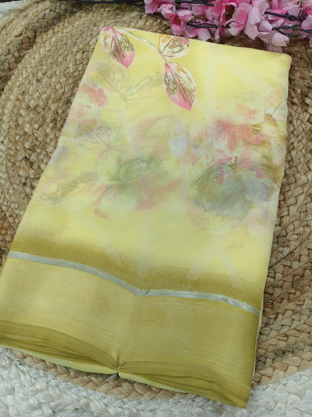 Light yellow Georgette saree