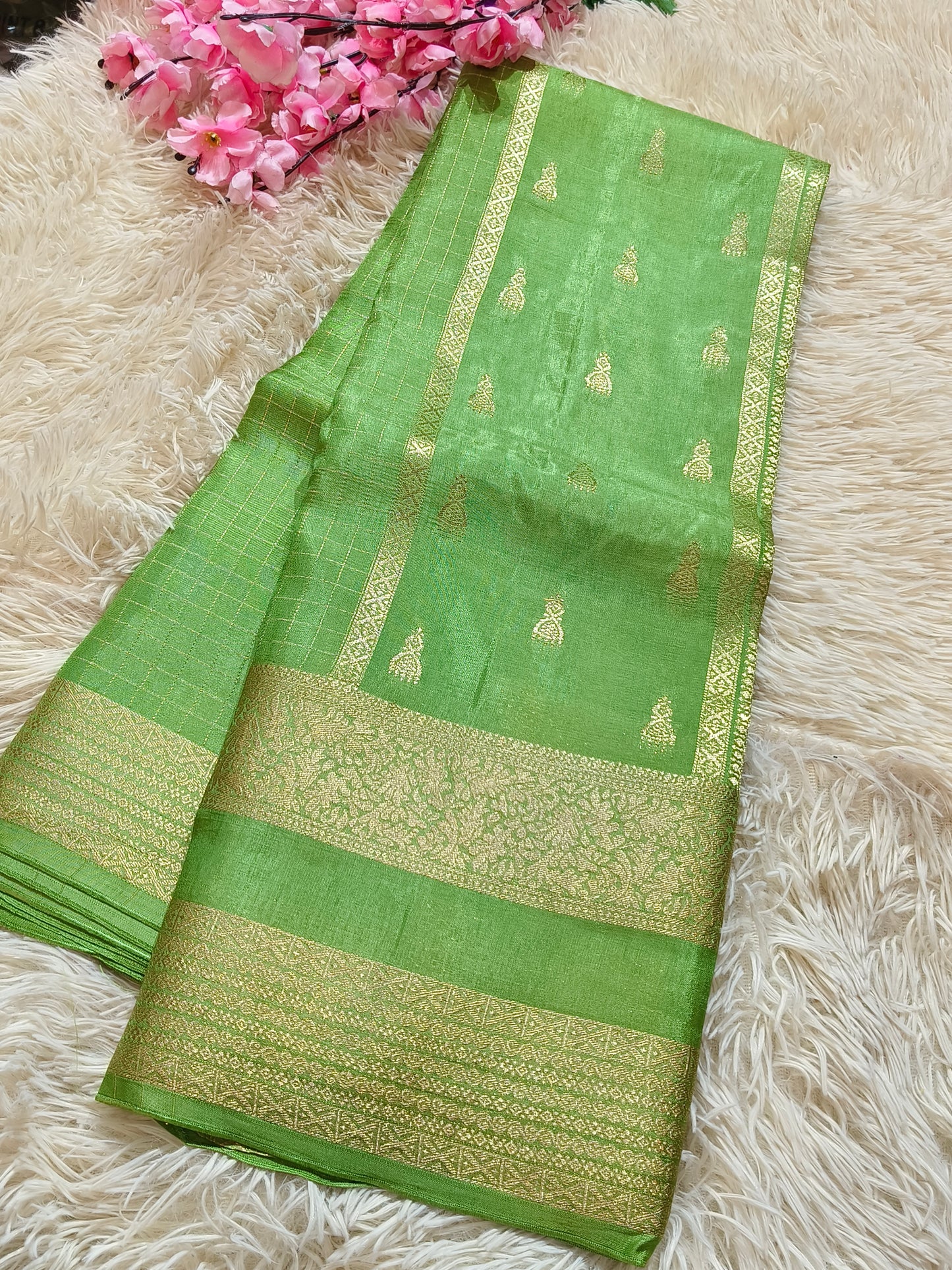 Mint Green Munga silk saree