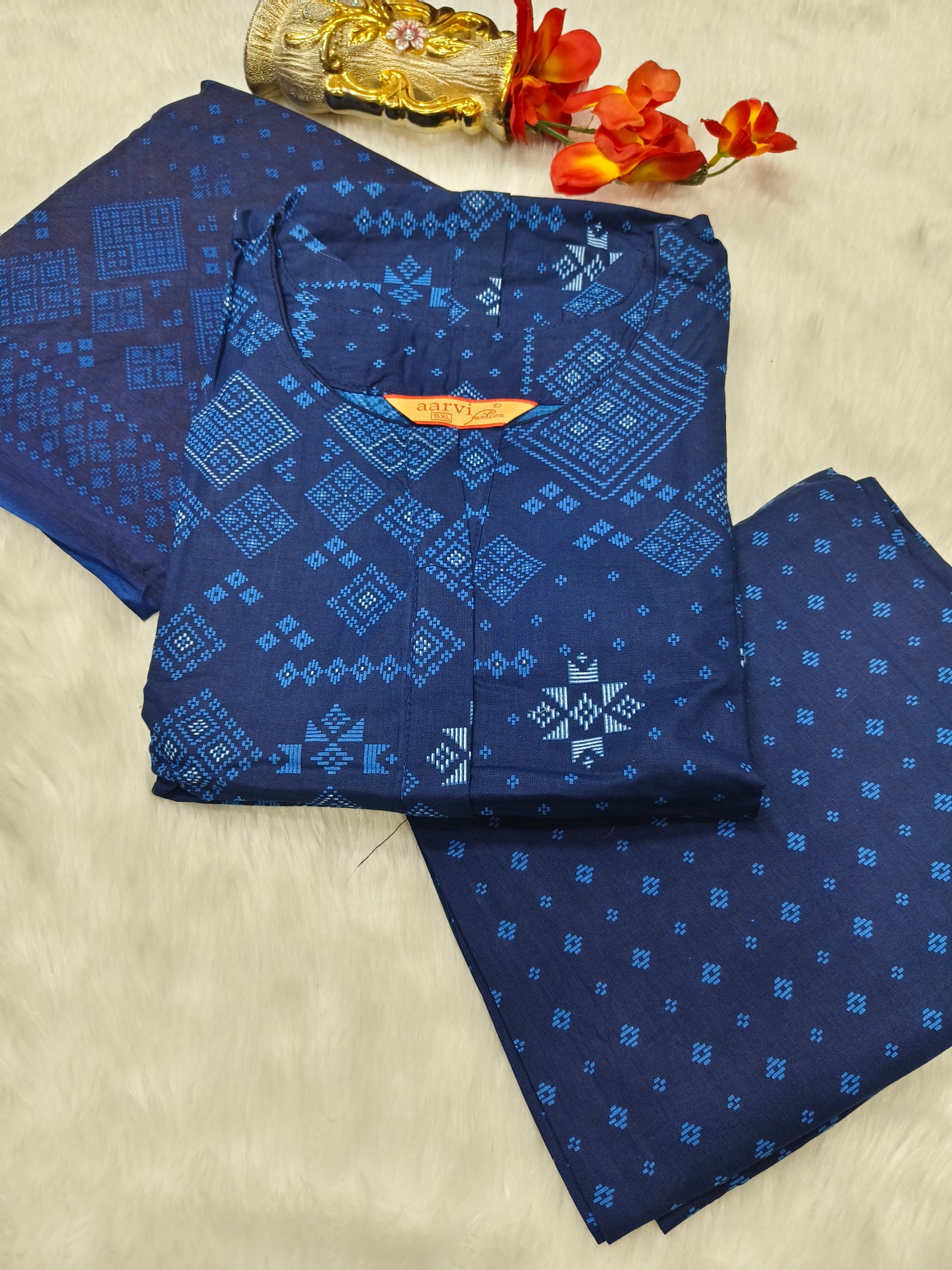 Blue  Aarvi Pure Cotton Suit