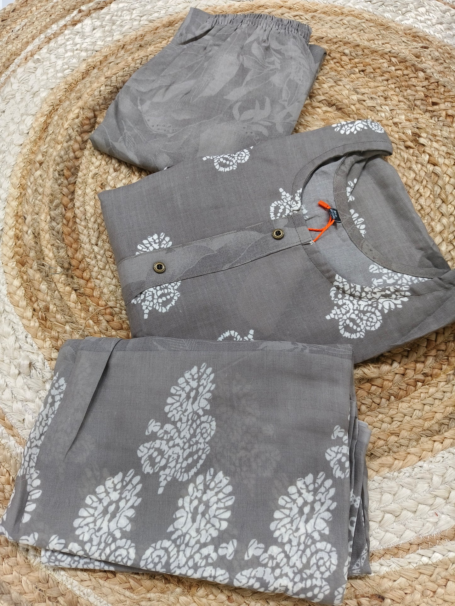 Gray Cotton sets with duppatta