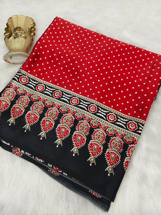 Red Modal silk saree