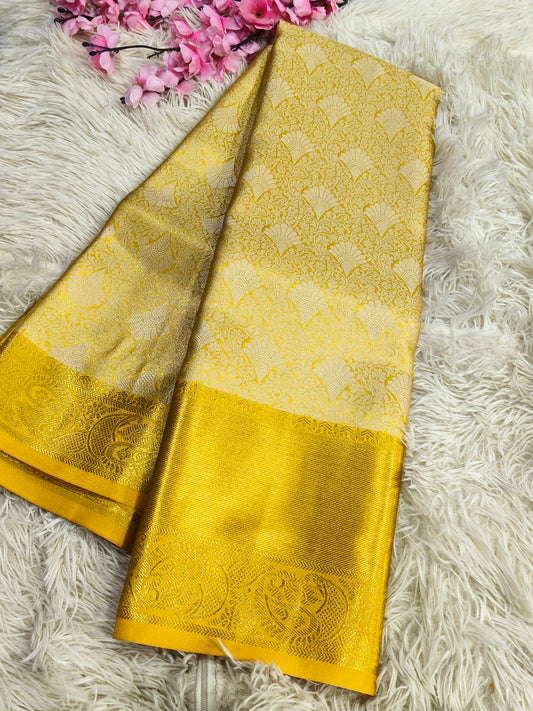 Golden Colour Celebrity inspired soft golden tissue saree