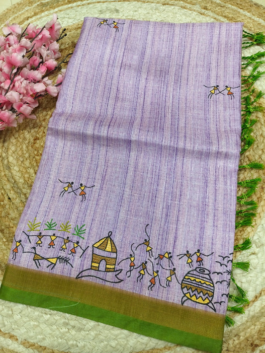 Lilac warli saree
