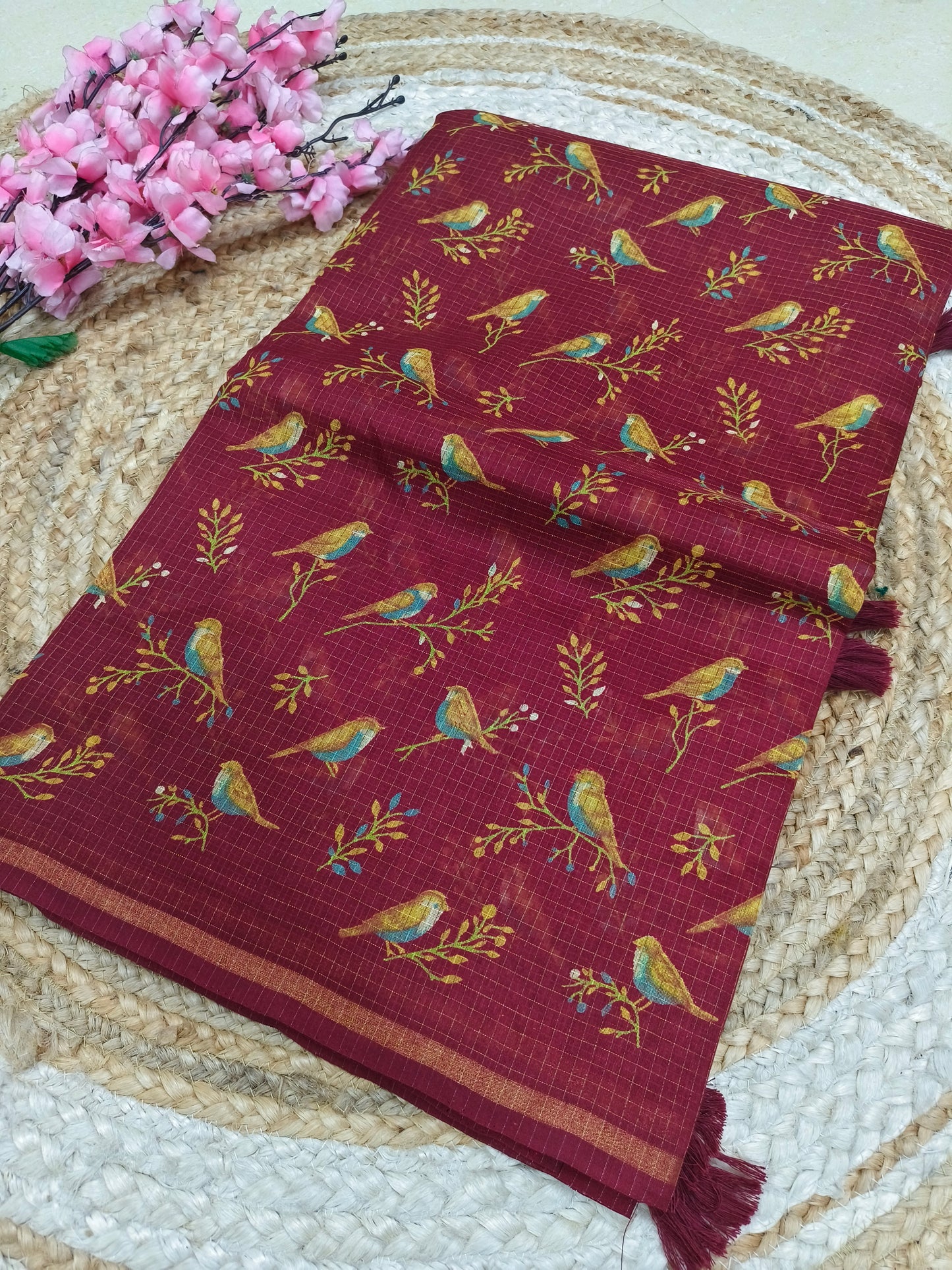 Elegant Maroon  Kota Silk Saree