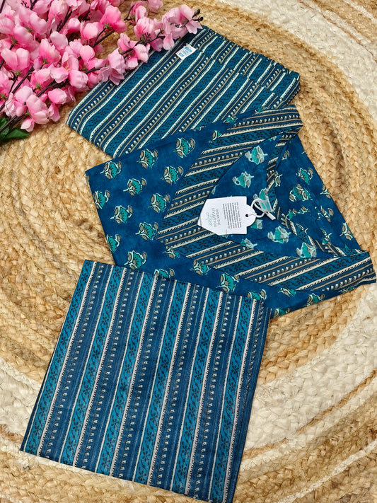 Blue  Pure Cotton sets with duppata