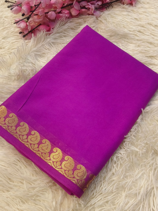 Rose pink  semi Mysore crepe silk saree