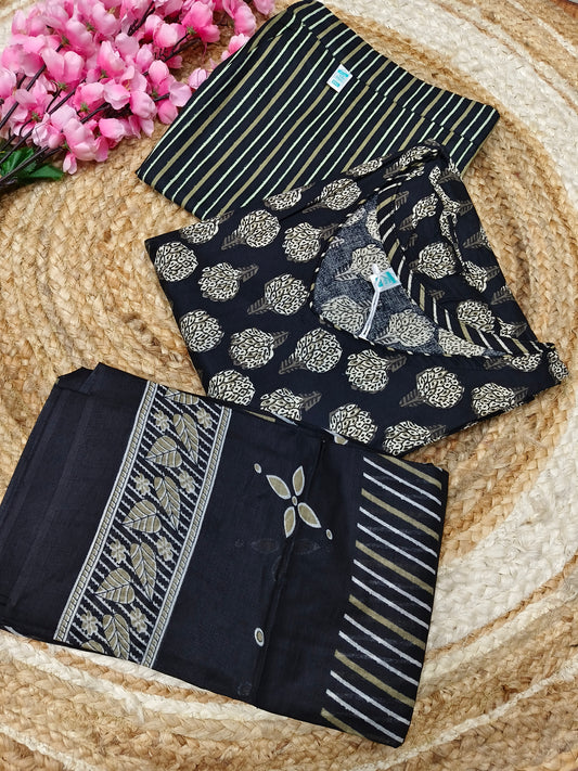Black  Pure Cotton sets with duppata