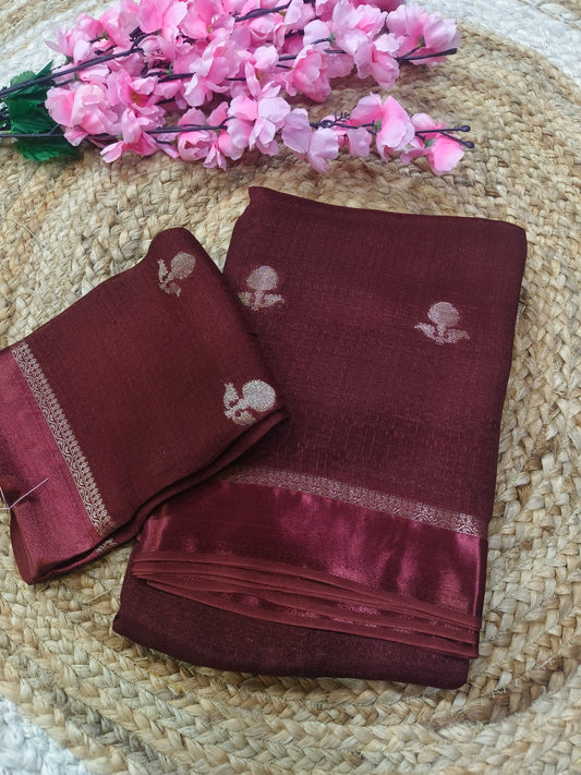 Choclate Viscose silk saree