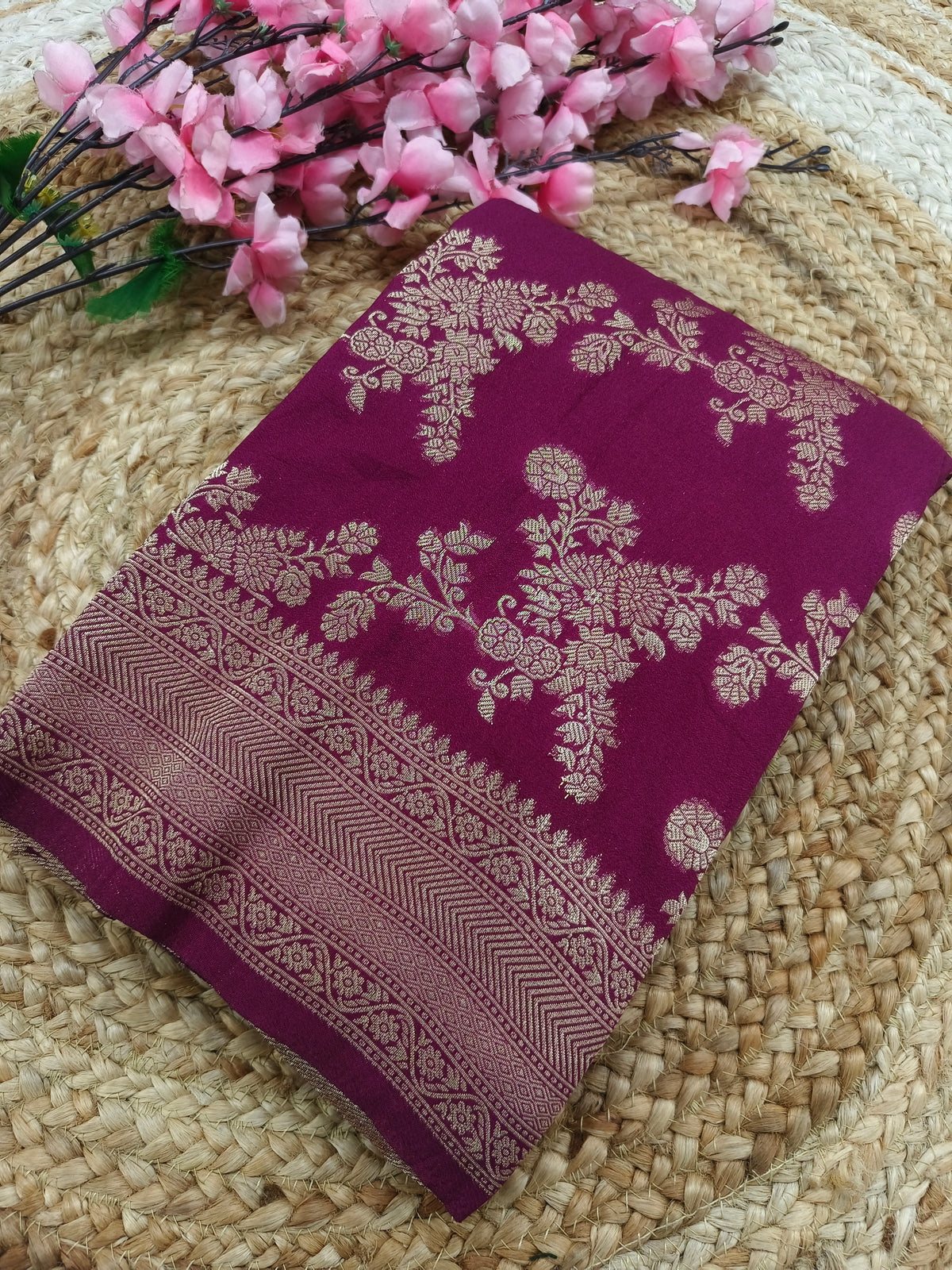 Wine Georgette silk saree