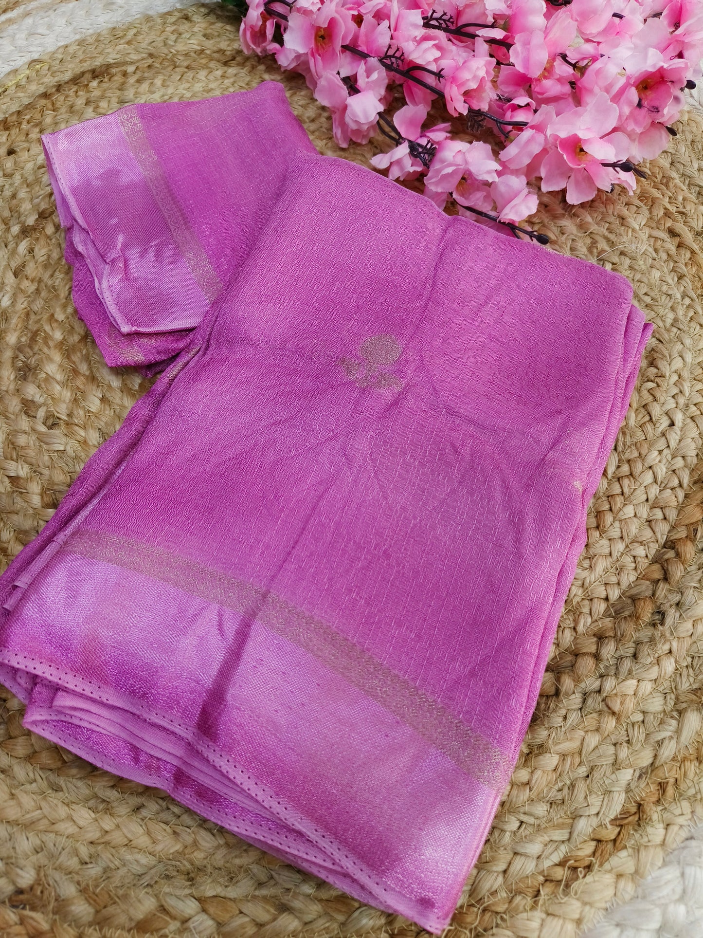 Lotus pink Viscose silk saree