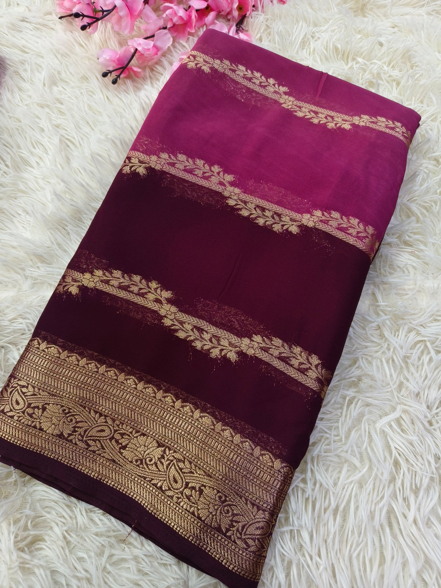 Merlot with wine with wine kadi Georgette silk saree