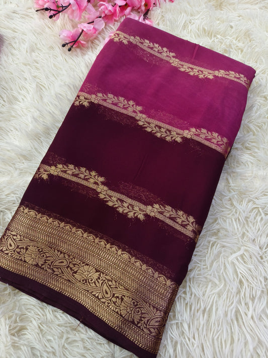 Merlot with wine with wine kadi Georgette silk saree