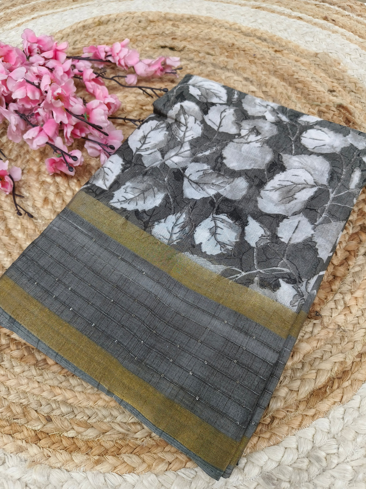 Grey sequence saree
