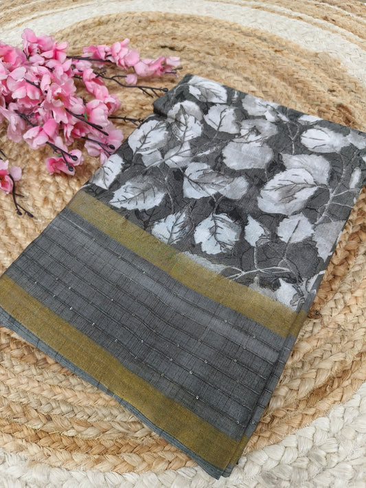 Grey sequence saree