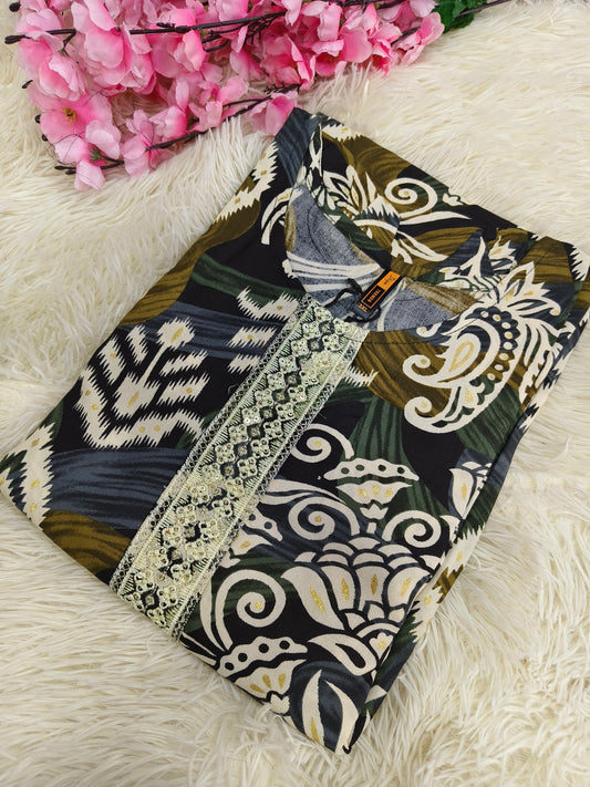 Blue Designer Rayon Kurti