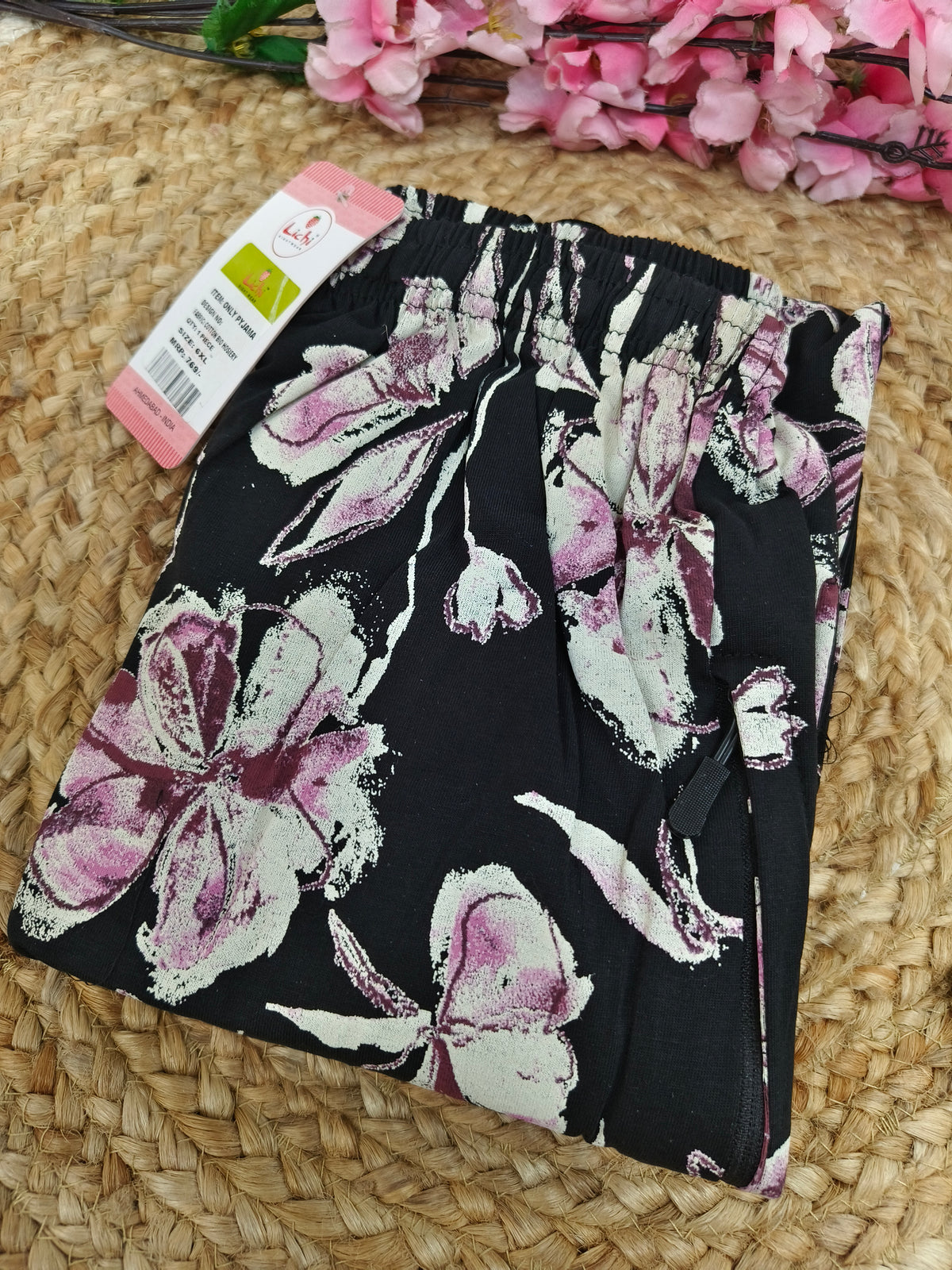 Black Cotton night pant 6xl