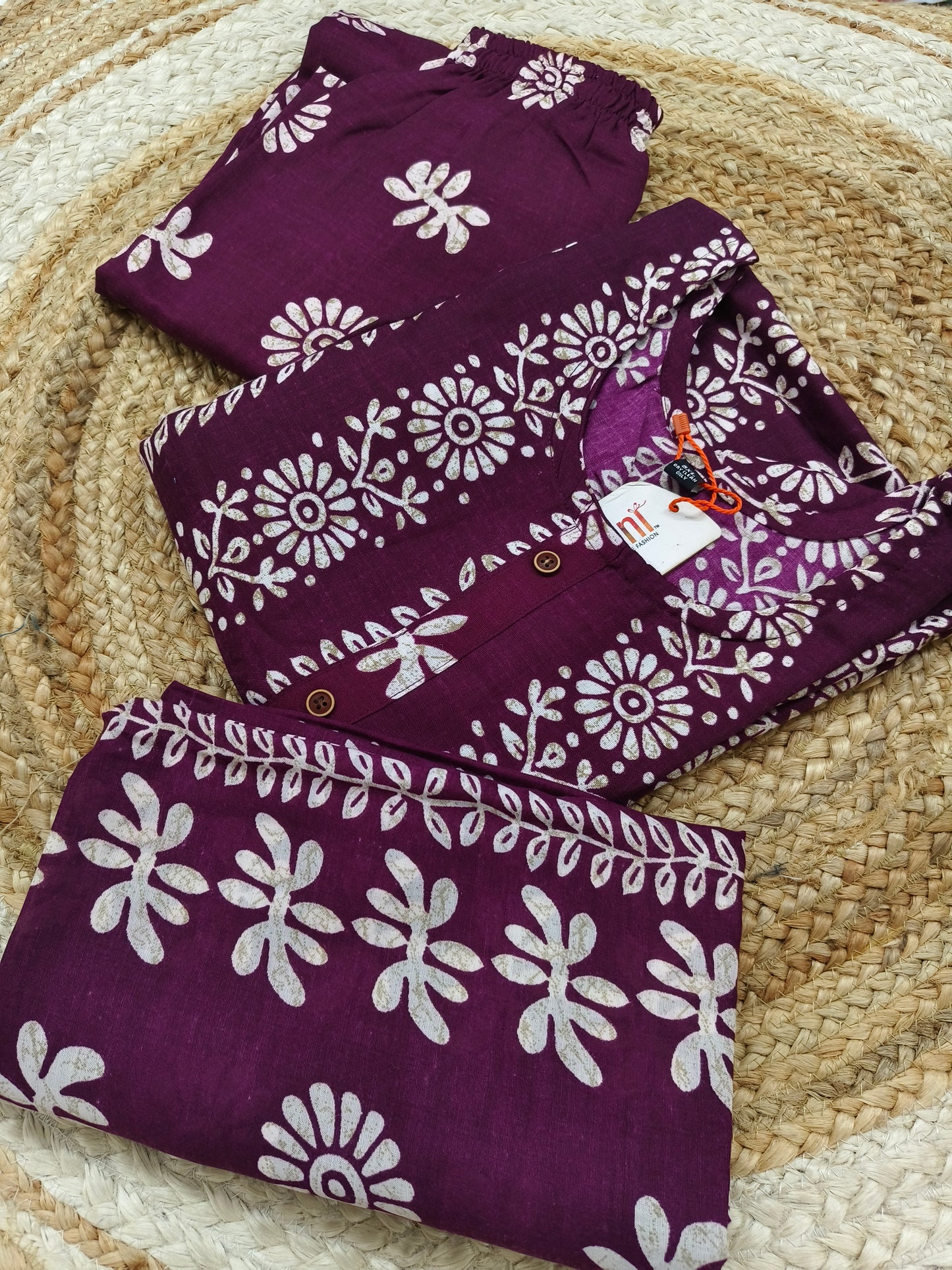 Wine Cotton sets with duppatta