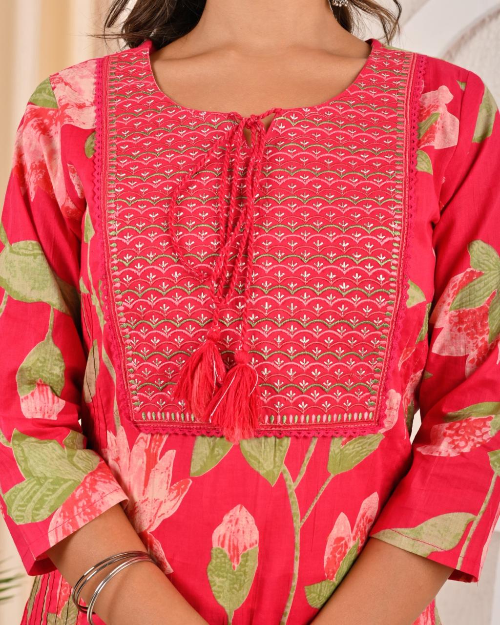 Pink Cotton sets with duppata
