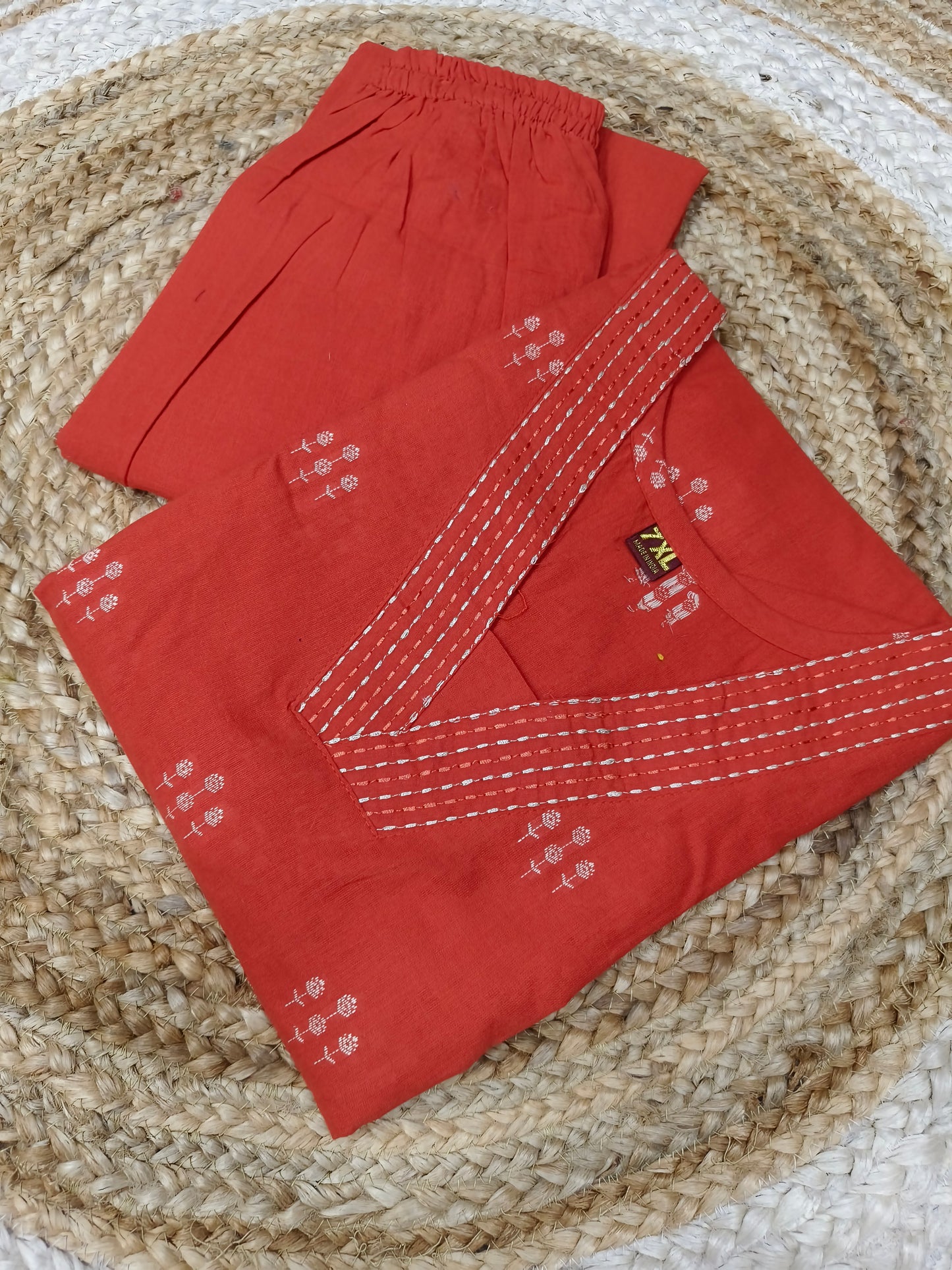 Orange Eelgent Pure cotton A-line Cord set