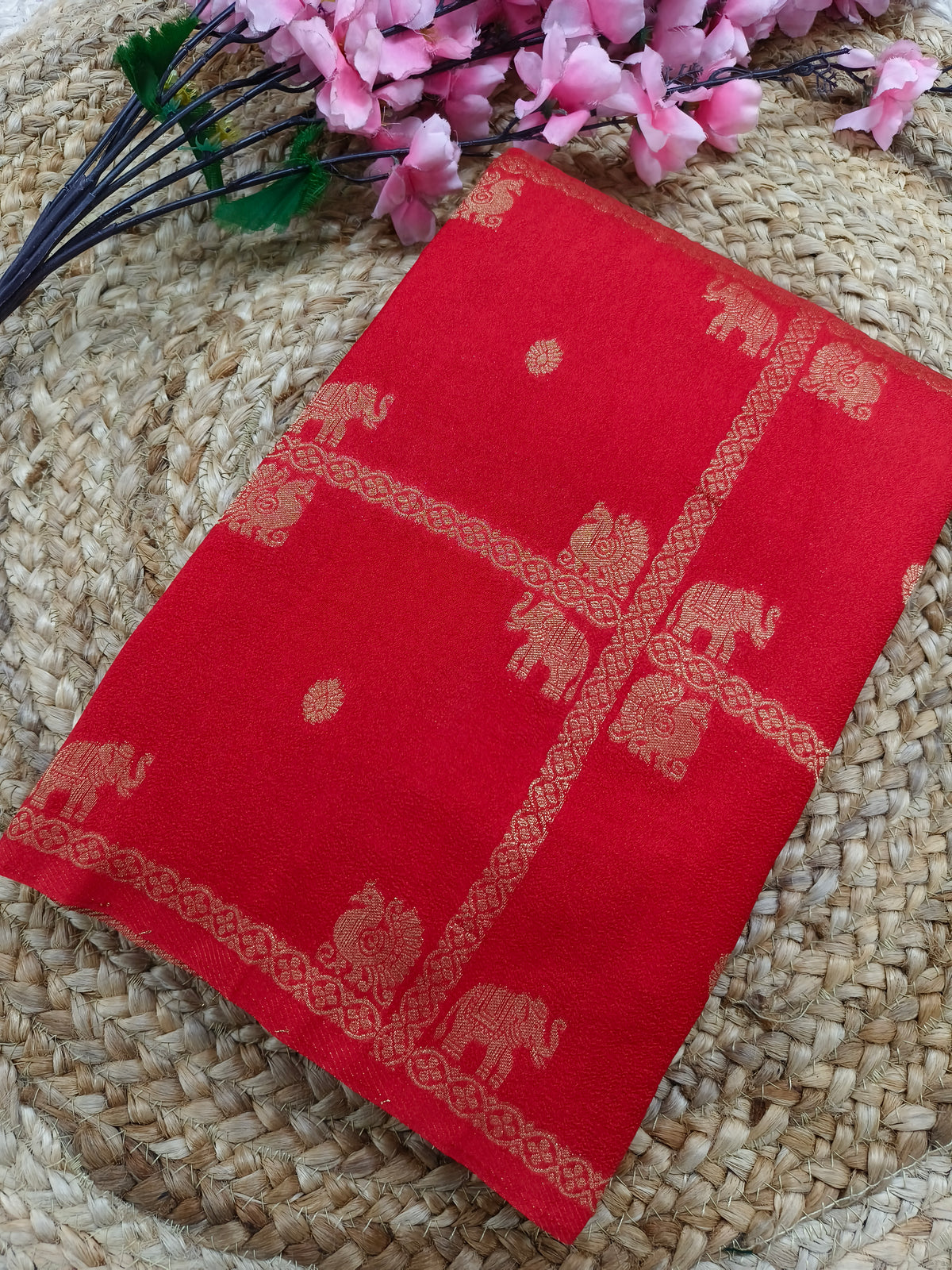 Red Georgette silk saree
