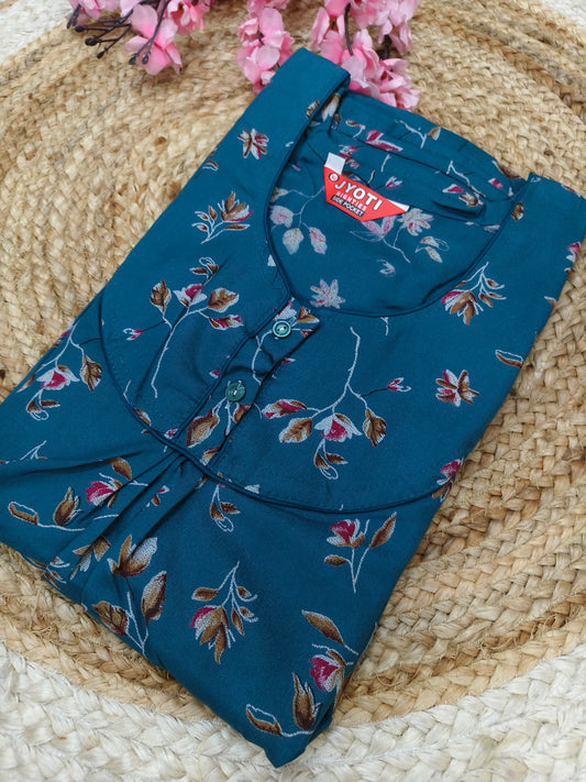 Peacock blue pure cotton Nighty