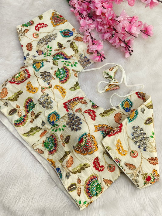 White Natural Crepe Ready Blouse