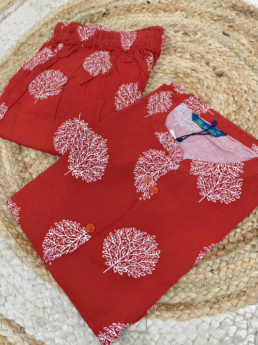 Red rayon cord set