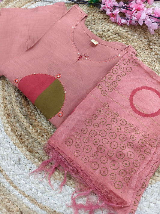 Elegant soft light Pink Malchanderi suits