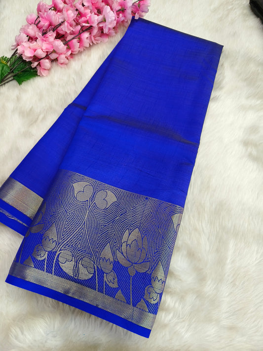 Blue Tussar silk saree