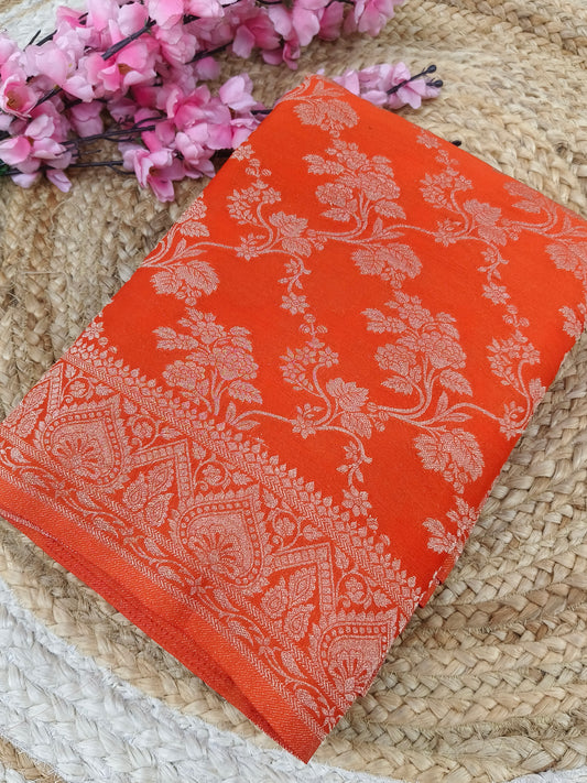 Orange Kadhi Georgette silk saree