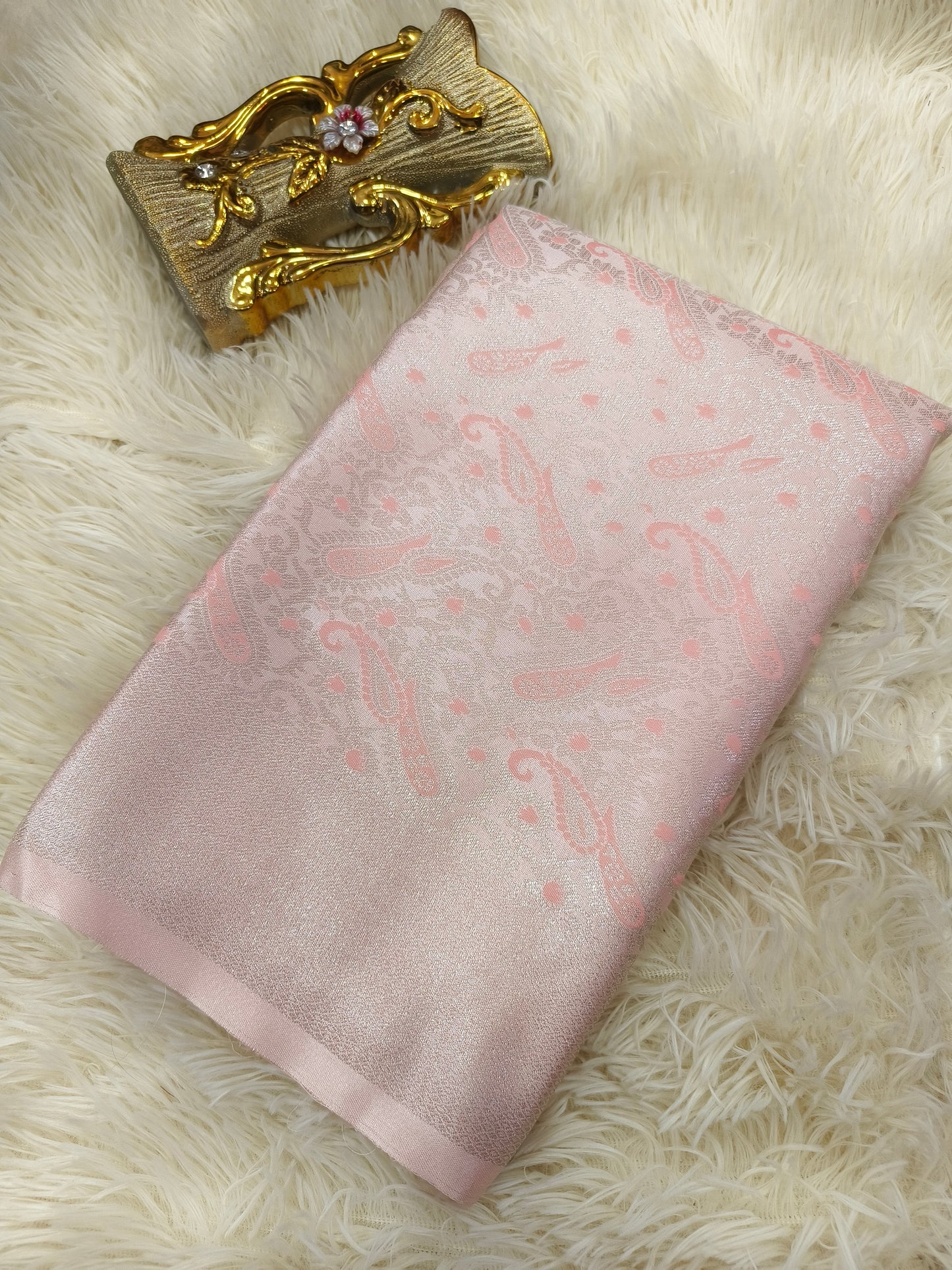 Pestal peach semi silk with brocade saree