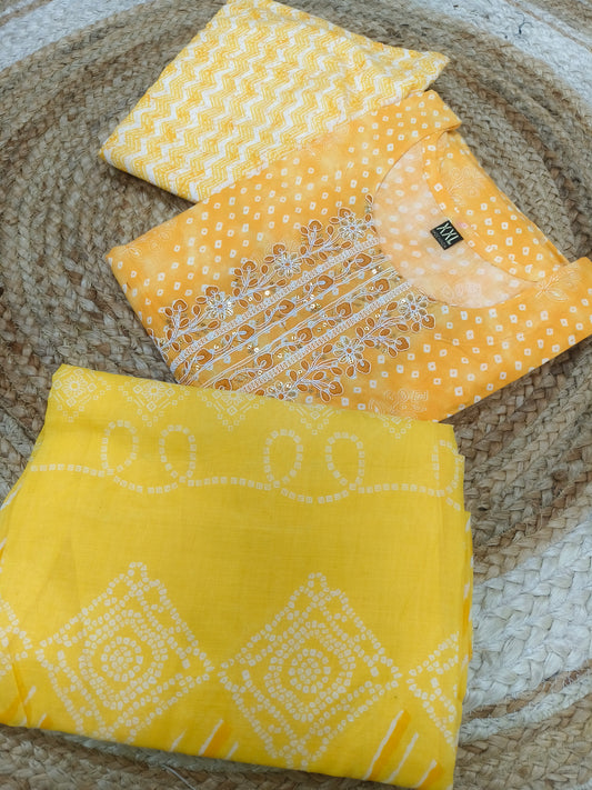 Yellow cotton sets with duppata