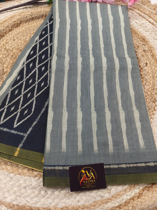 Grey colour Lenin cotton saree