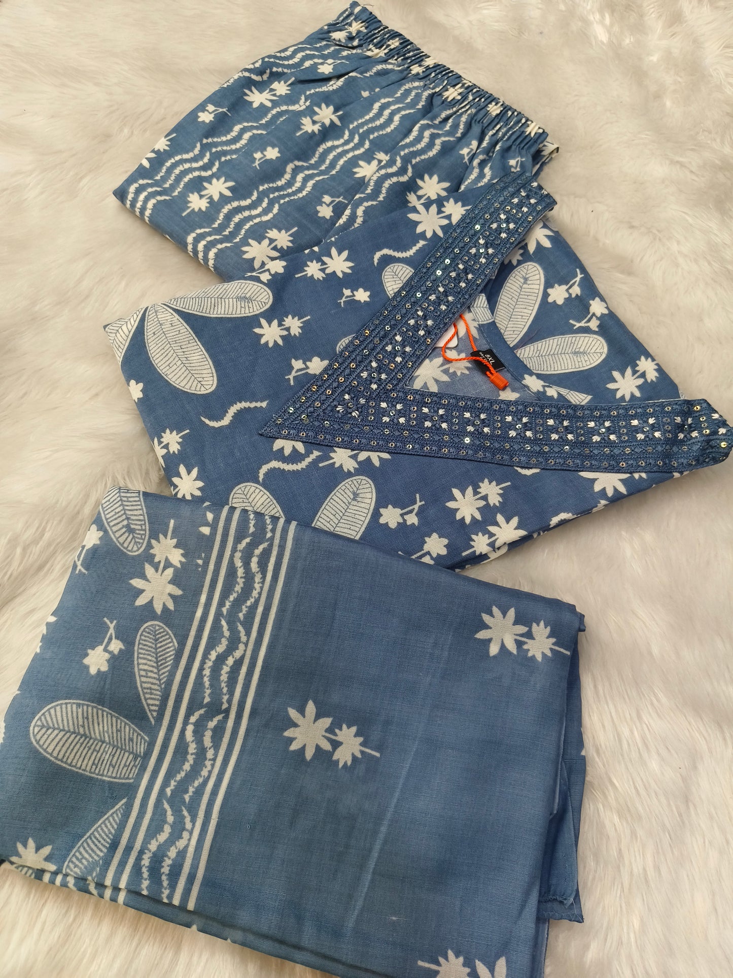 Blue Cotton sets with duppata