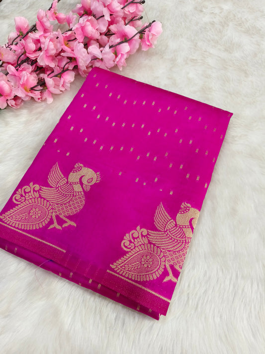 Pink silk blend saree