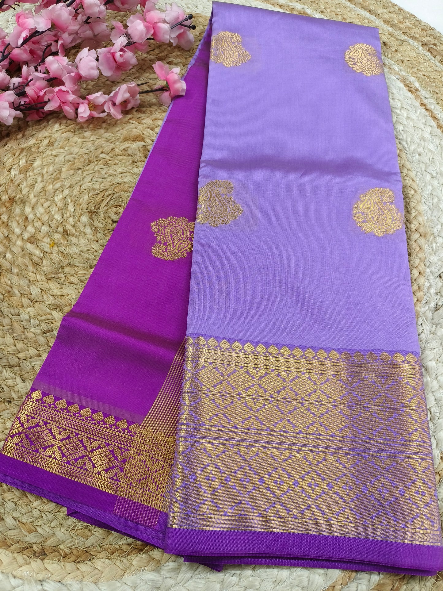 Lavender Semi kanchi silk saree