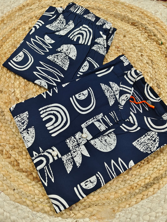 Navy Blue Premium Printed Co-Ord Set
