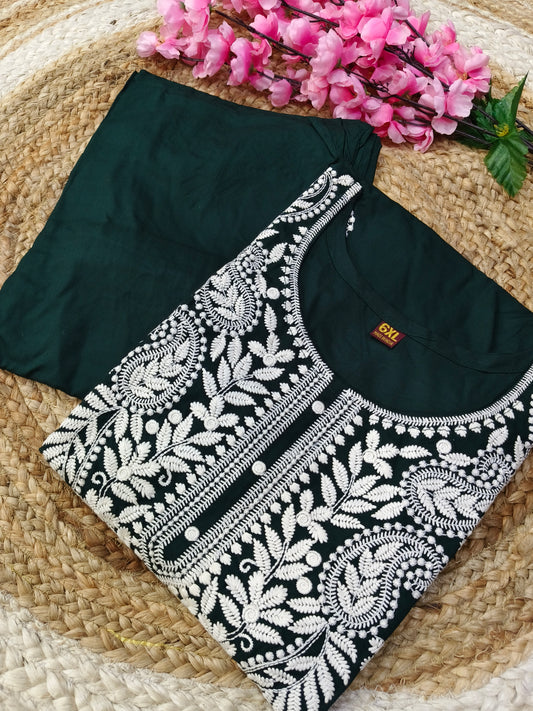 Bottle green plazzo designer dress
