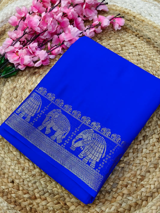Royal Blue semi Mysore crepe silk saree