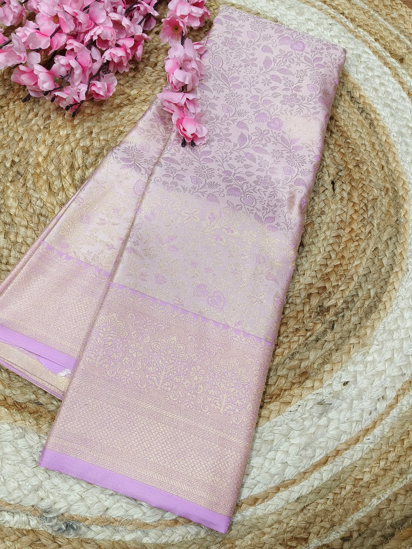 Lavender Soft satin Silk saree