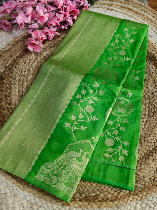 Leaf Green Viscose silk saree