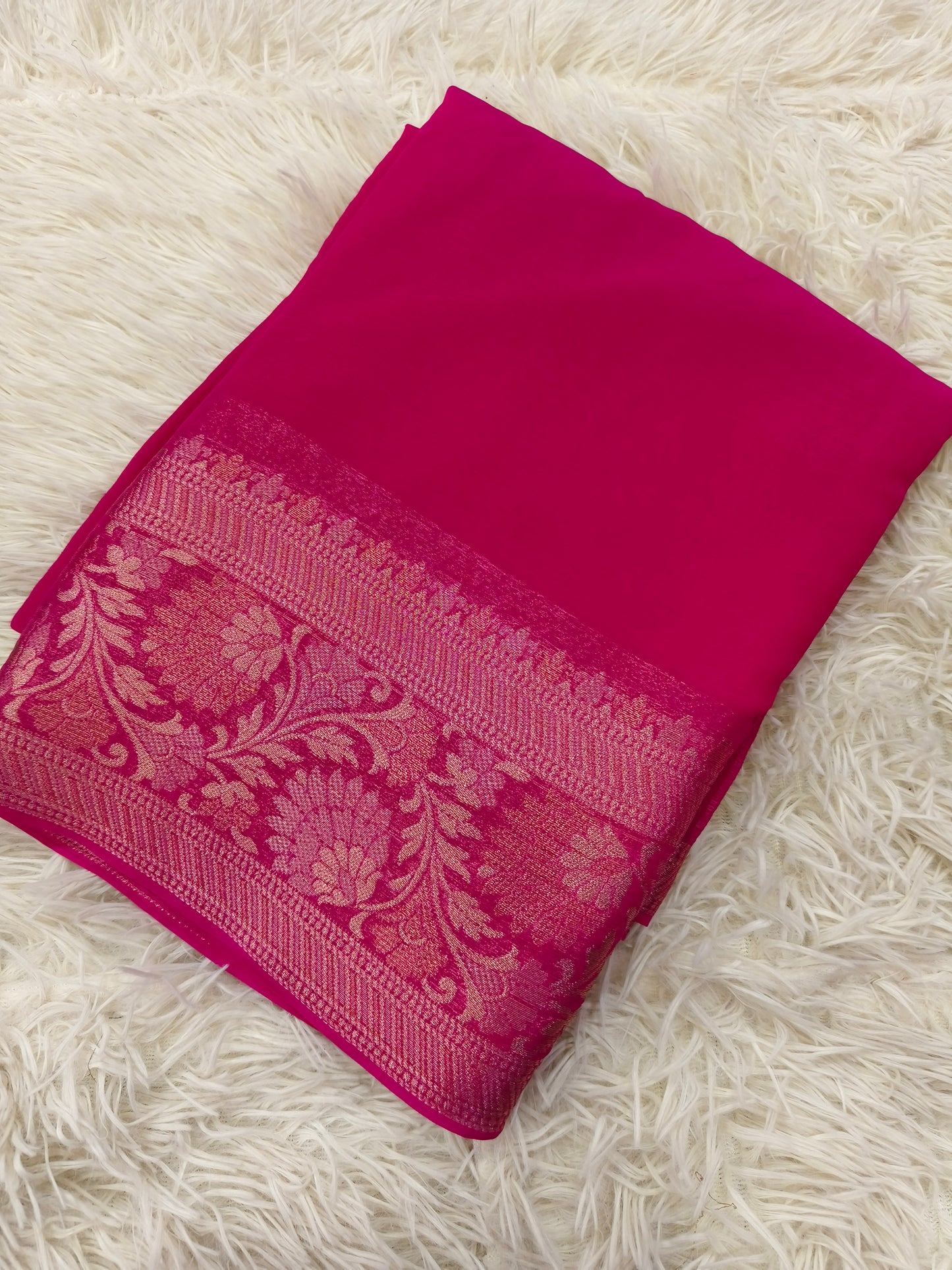 Pink Georgette Silk Saree