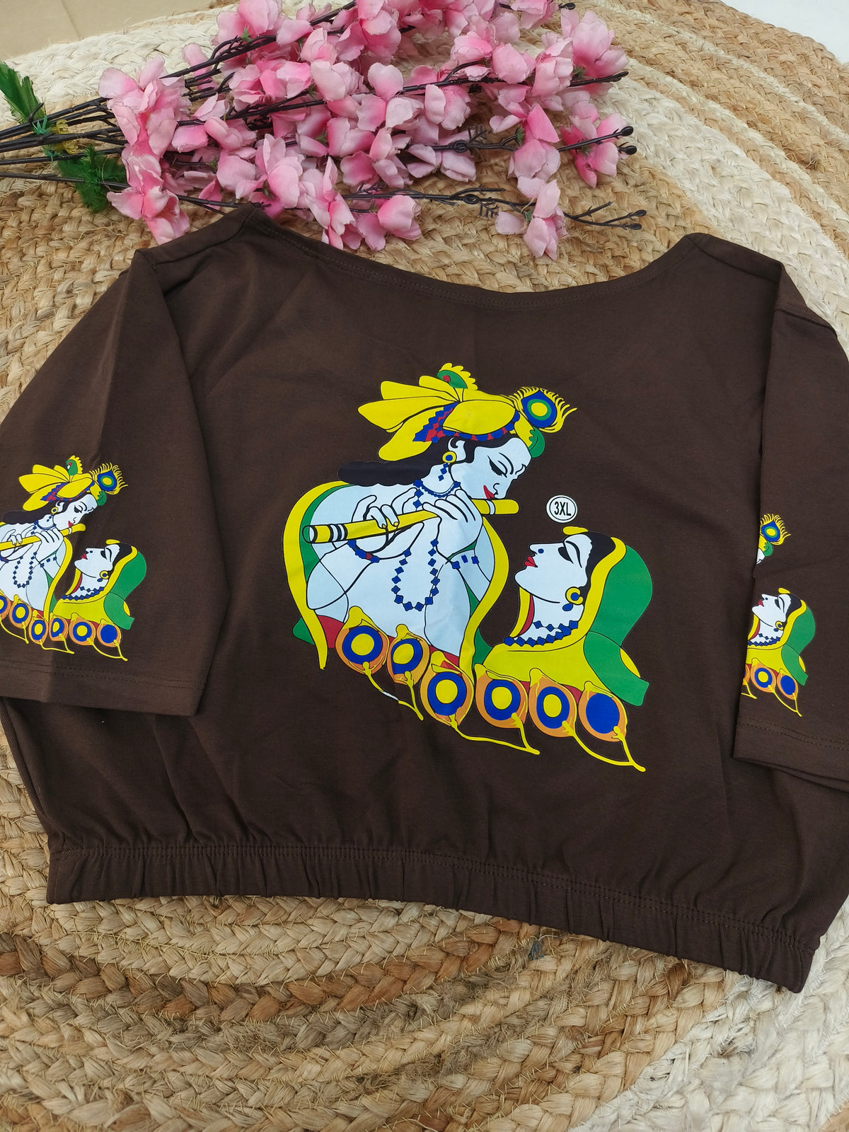 Brown Stretchable blouses printed design