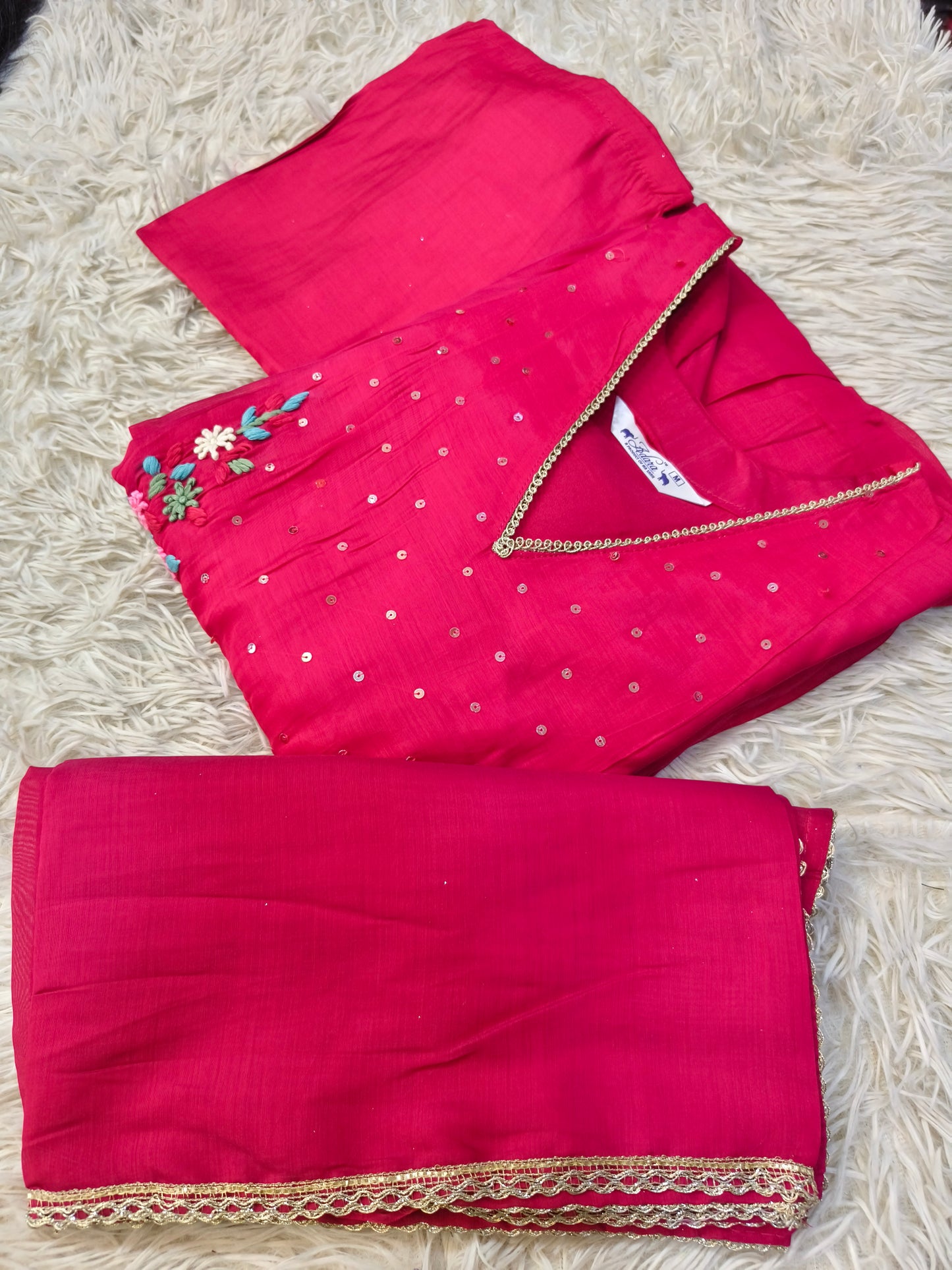 Pink designer Aline suit