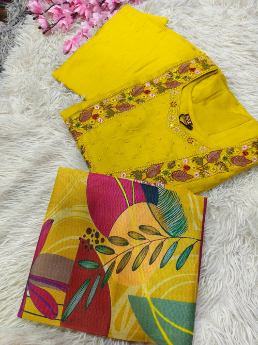 Yellow Elegant Aline designer suits