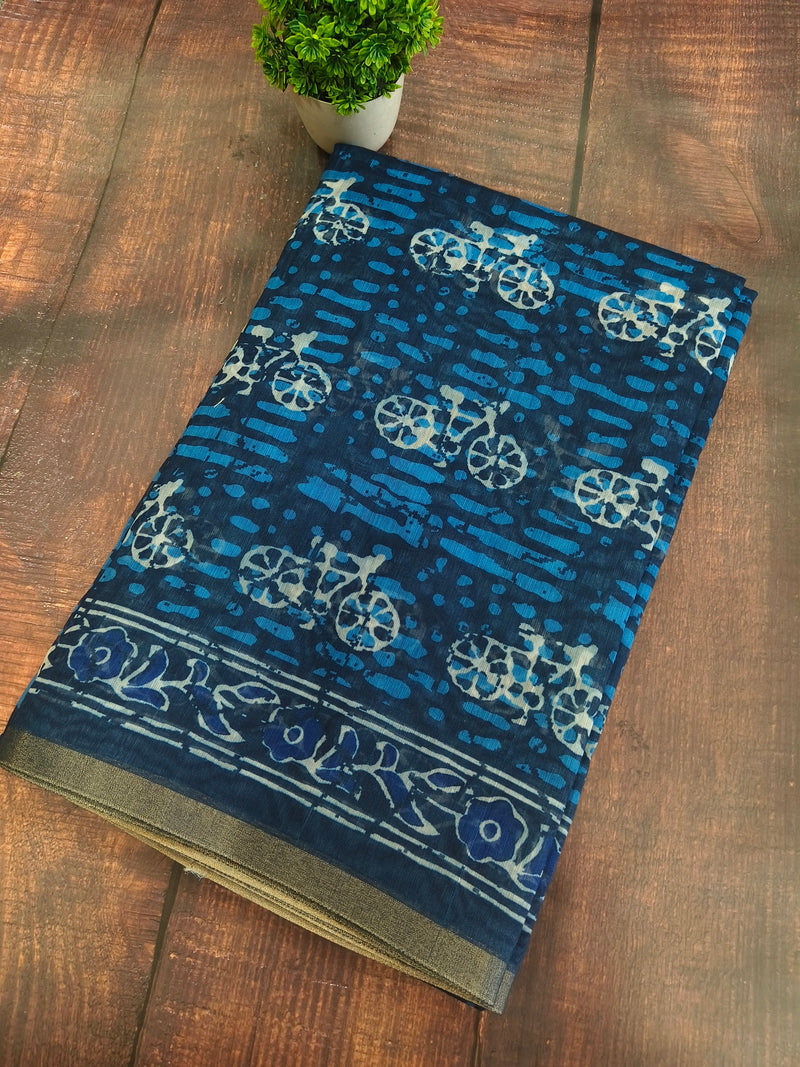 Indigo Chanderi saree