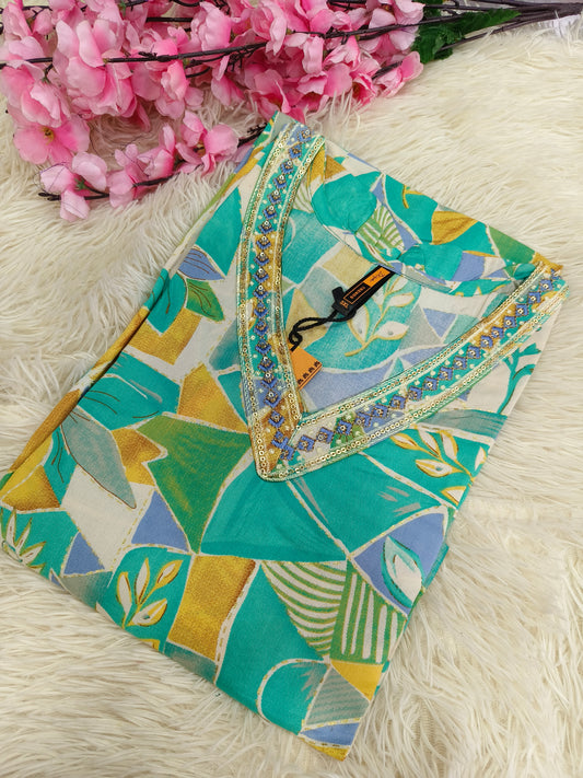 Sky blue Designer Rayon Kurti