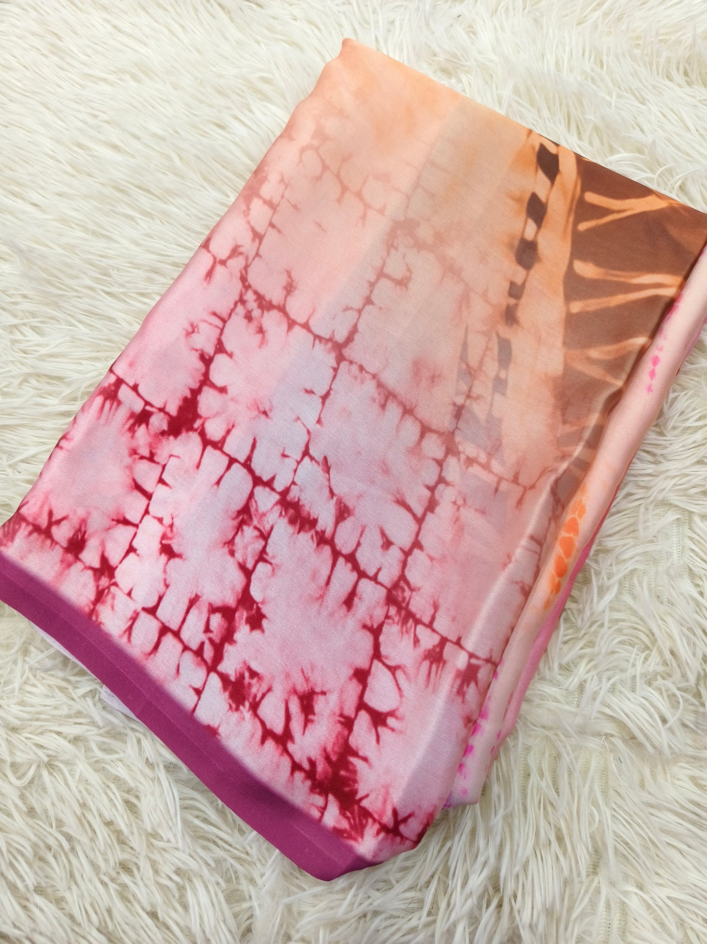 Pink Italian Crepe silk saree