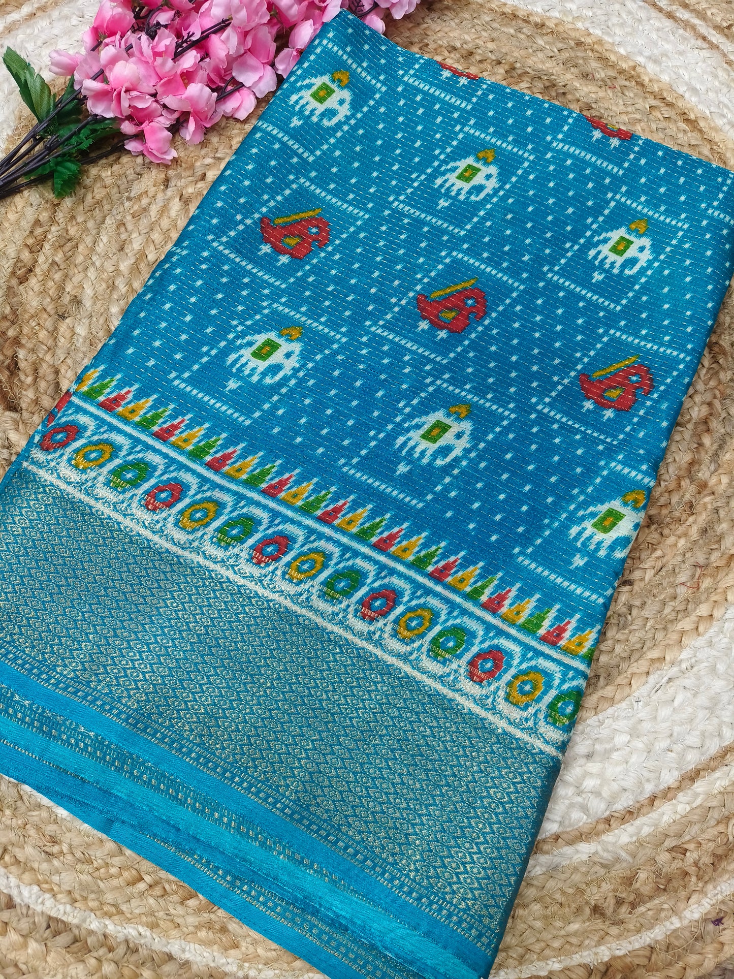 Sky blue Binny silk saree